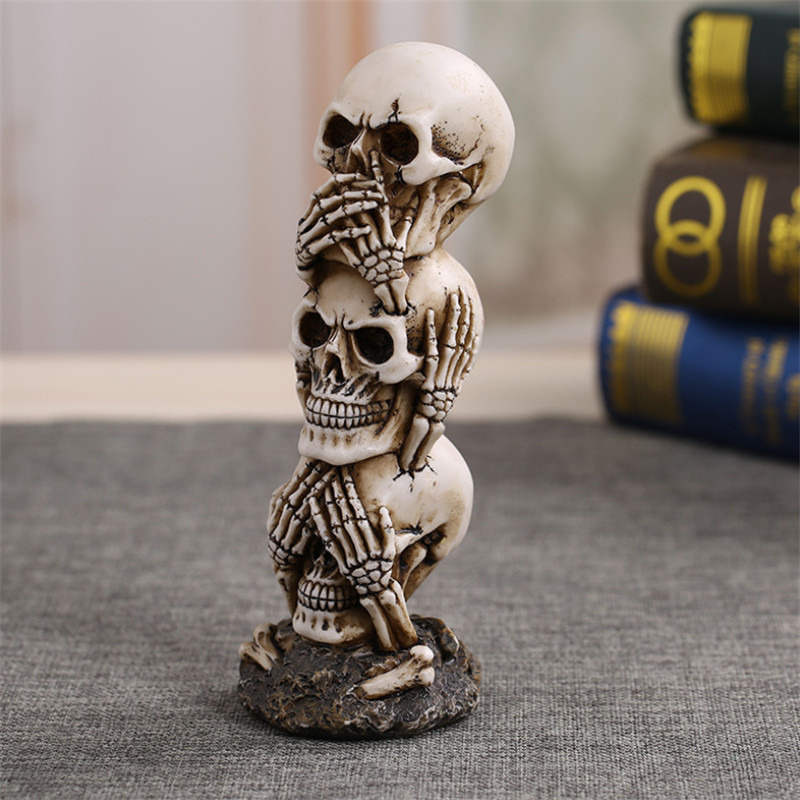 

Resin Skull Statue High Quality Creative Office Desktop Skull Sculpture Gift Halloween Bar Display Ornament Home Decoration