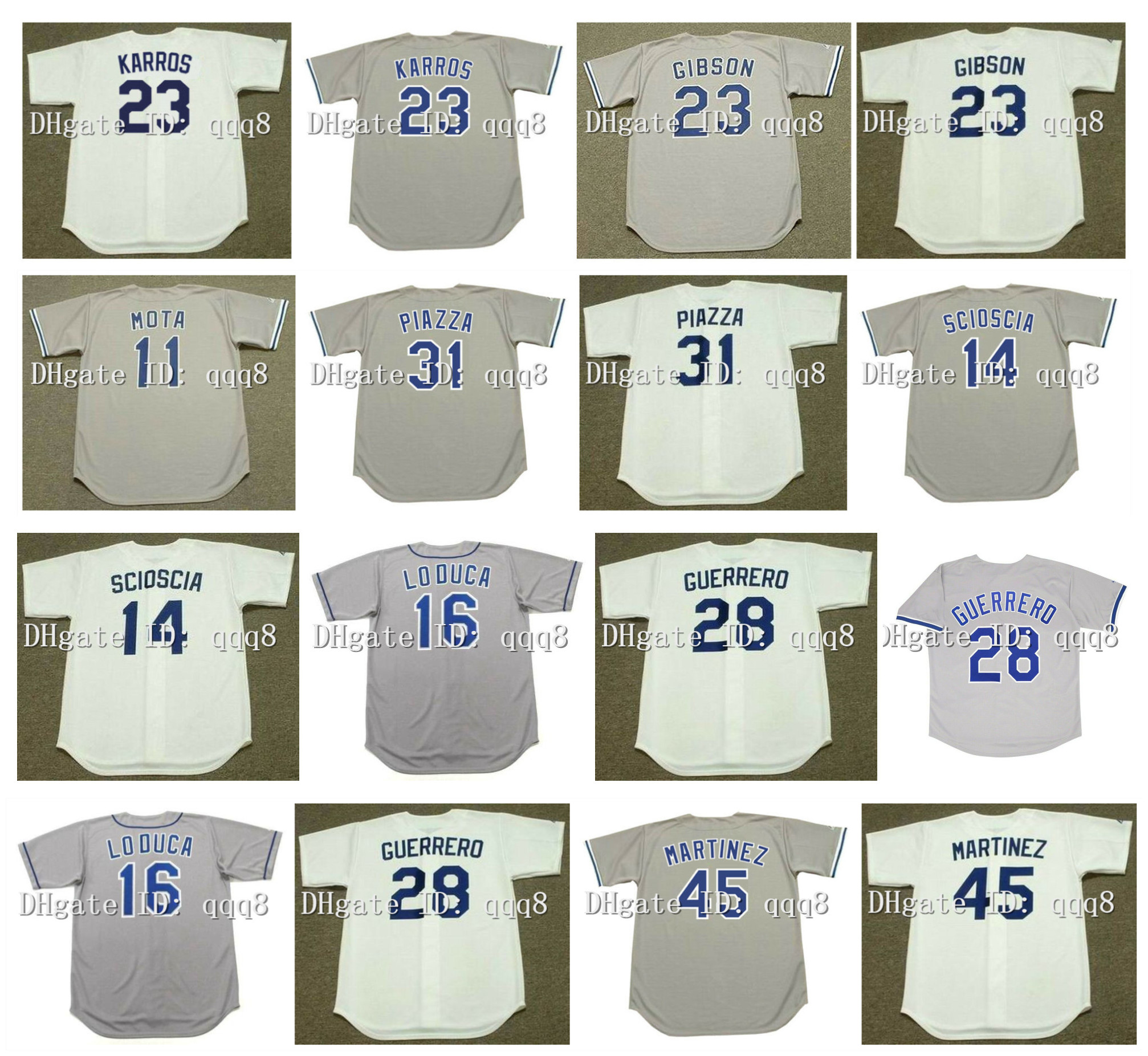 

Vintage ERIC KARROS GARY SHEFFIELD MIKE PIAZZA HIDEO NOMO JEFF KENT KIRK GIBSON MANNY MOTA MIKE SCIOSCIA PAUL LODUCA PEDRO GUERRERO MARTINEZ Retro Baseball Jerseys, As pic
