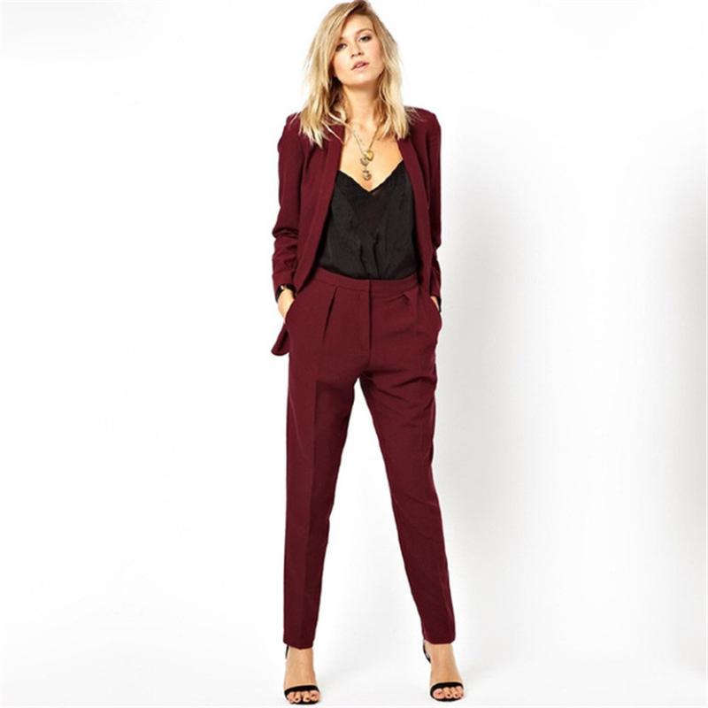

Women's Suits & Blazers Blazer Work To Wear Formal Jacket Pants Suit Women Business Burgundy Office Uniform Ladies 2 Piece Set Female, Beige