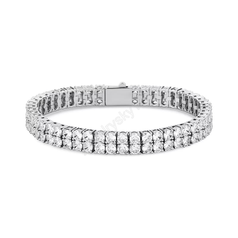 

Hip Hop Tennis bracelet Bling Iced Out 2 Rows CZ Stone Chain Bracelets for Women Men Link Chains Jewelry