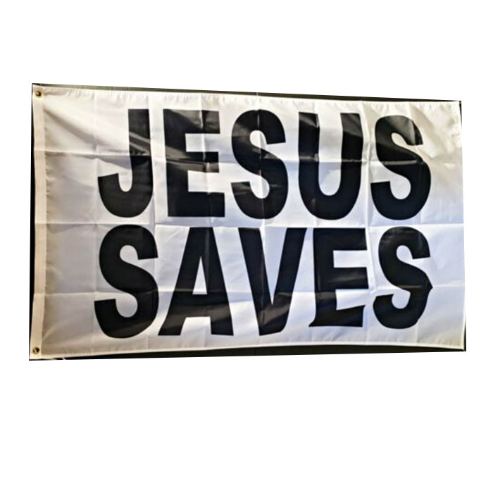 

Jesus Saves Flag Vivid Color UV Fade Resistant 3x5FT 150x90cm Double Stitched Decoration Banner 90x150cm Digital Print Wholesale