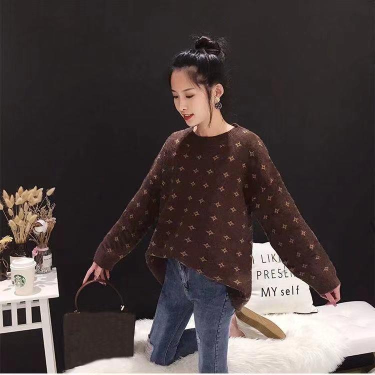 

2021 women' dress sweater autumn winter loose embroidery knitting base female same style pullover