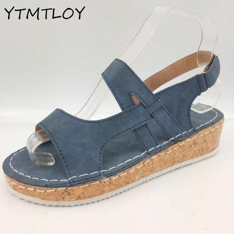 

High Quality Orthopedic Sandals Ladies Bonnie Platform Walking Beach Shoes Wedge Heel Large Size 35-43 Flat Dress, Black