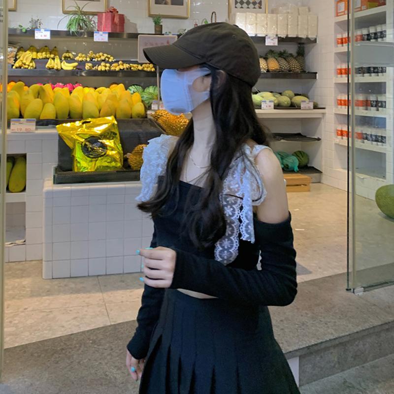 

Women's Blouses & Shirts Lace Camisole Vests Summer Chic Sexy Shoulder Strapless Women Black Basic Bottoming Clothes Sweet Fashion Woman Top, White