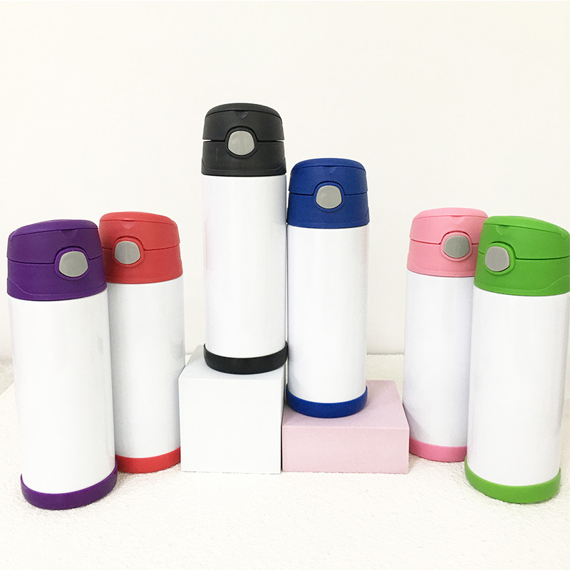 

12oz Blank Kids Sippy Cup Tumbler Sublimation Straight Baby Milk Cups Stainless Steel Insulated Flip Top Water Bottle Christmas Gift