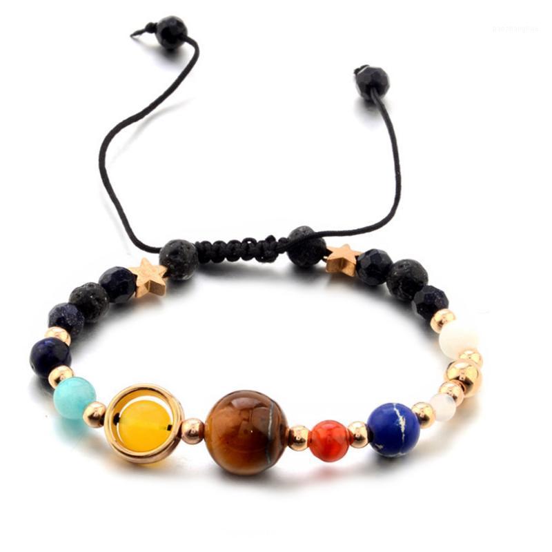 

The Eight Planet Solar System Universe Galaxy Adjustable Stone Bead Bracelet Bangle For Gift Link, Chain, Black