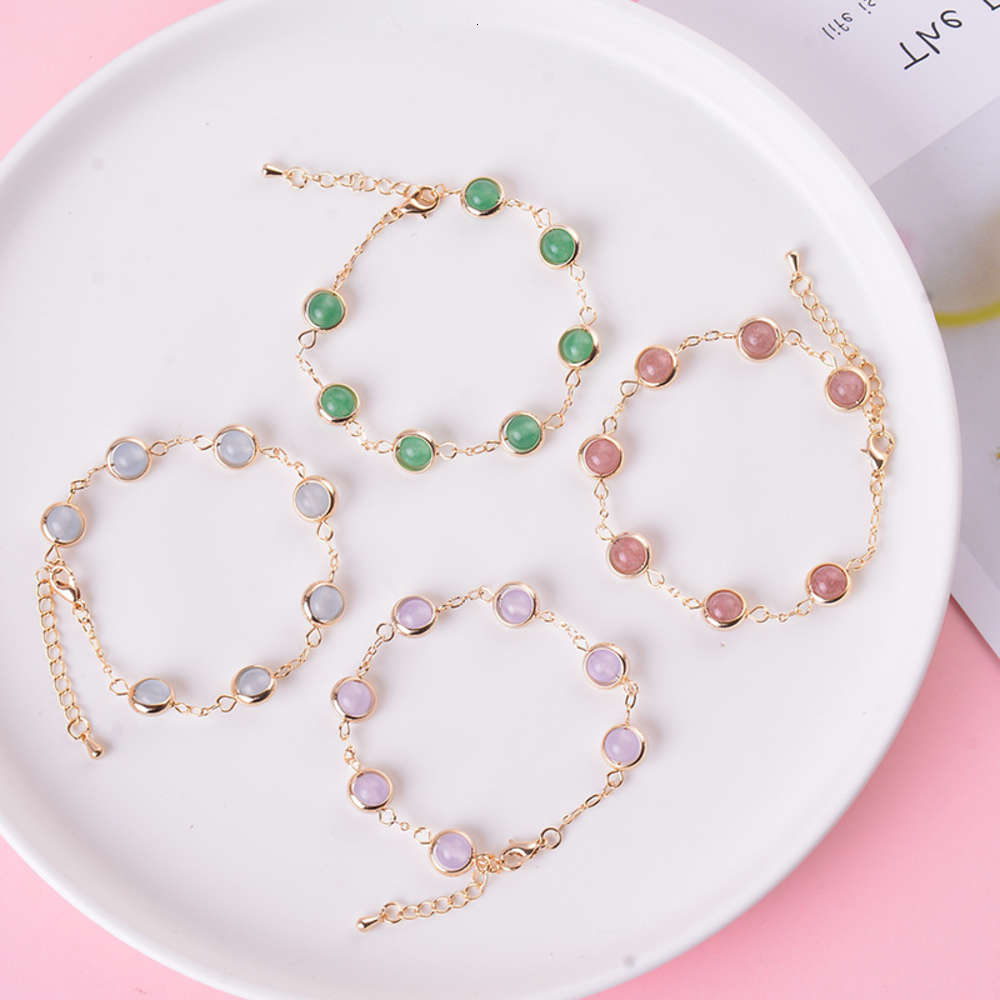 

Natural stone women's Korean version handmade transfer bead bracelet fashion personality exquisite metal chain ornaments, Golden;silver