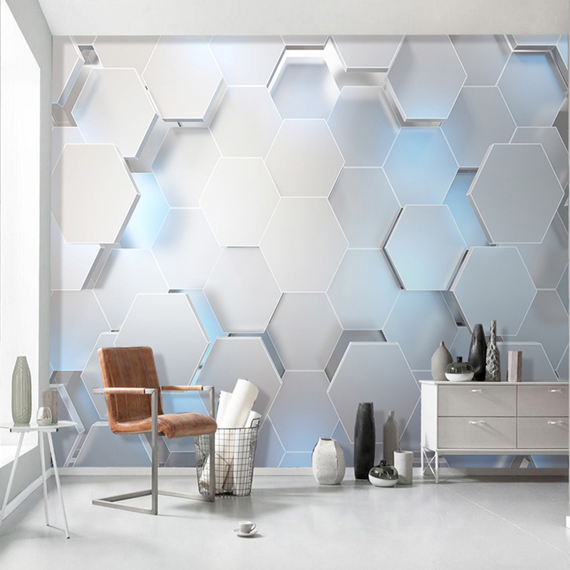 

Custom Mural Wallpaper 3D Stereoscopic Geometric Pattern Art Wall Painting KTV Bar Living Room Background Photo Wall Paper Decor, Grey
