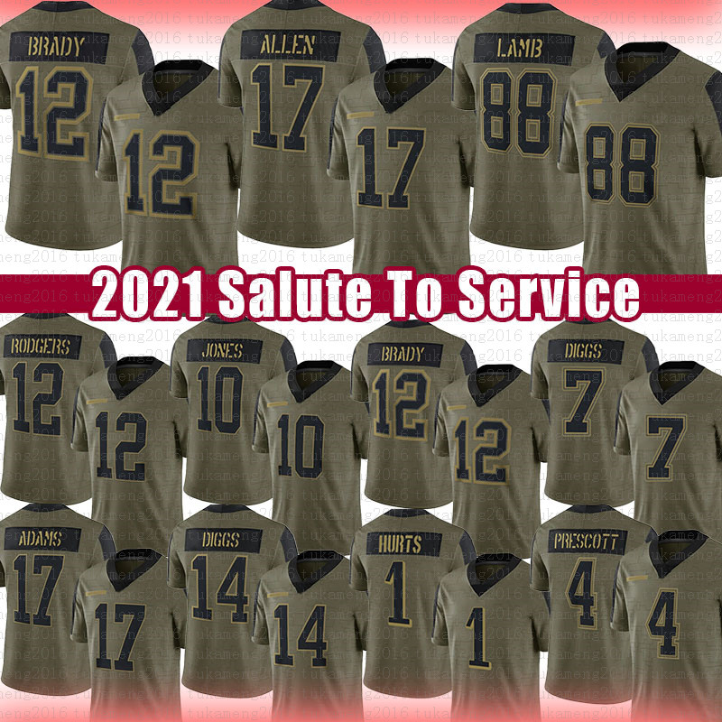 

Josh Allen Dak Prescott CeeDee Lamb Trevon Diggs Olive 2021 Salute To Service Football Jersey Tom Brady Aaron Rodgers Davante Adams Stefon Diggs Mac Jones Jalen Hurts, 2021 jersey (bier )