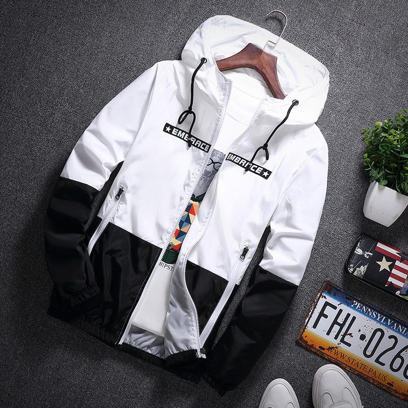 

Men's Jackets Mens Spring Autumn Bomber Hooded Jacket Teens Casual Slim Fit Fashion Zipper Thin Windbreaker Male Outerwear, Black