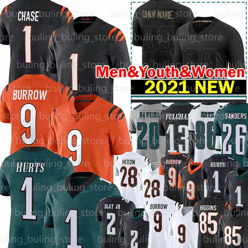 

9 Joe Burrow Jerseys 1 Jalen Hurts Ja'Marr Chase DeVonta Smith 2 Darius Slay JR Cincinnati Bengals Philadelphia Eagles Higgins Sanders Mixon Brian Dawkins, 2020 new women jersey(m h)