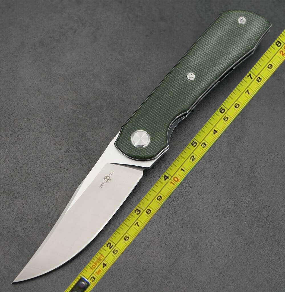 

Twosun Knives Linen Micarta D2 Ball Bearing Fast Open Folding Knife TS208-Green