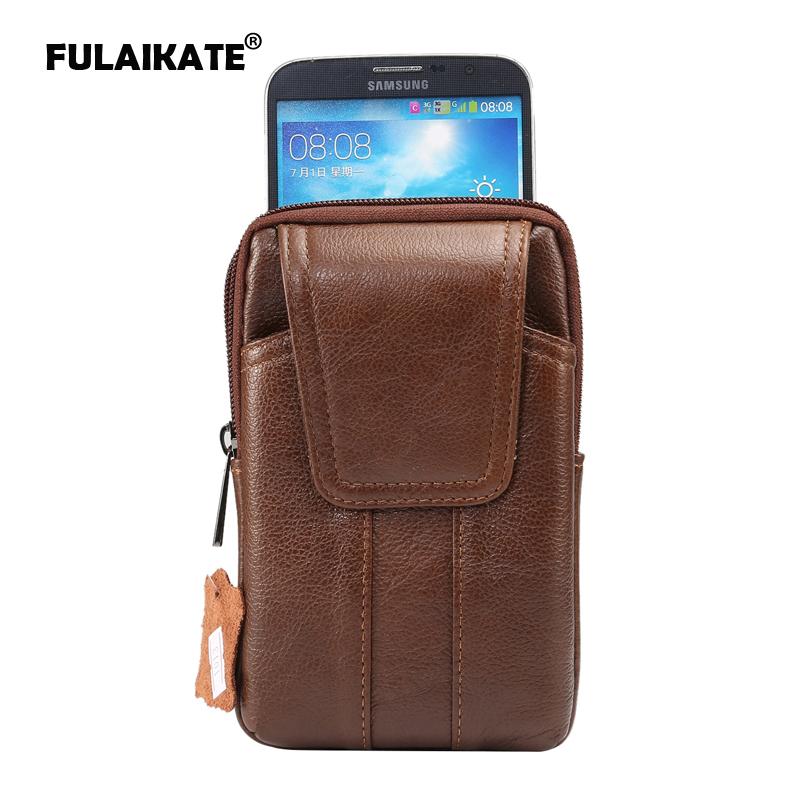 

Cell Phone Pouches FULAIKATE 6.2" Genuine Leather Waist Bag For Samsung Galaxy Note 8 Case Universal Pouch S8 Plus A9 Men's Business Pocket