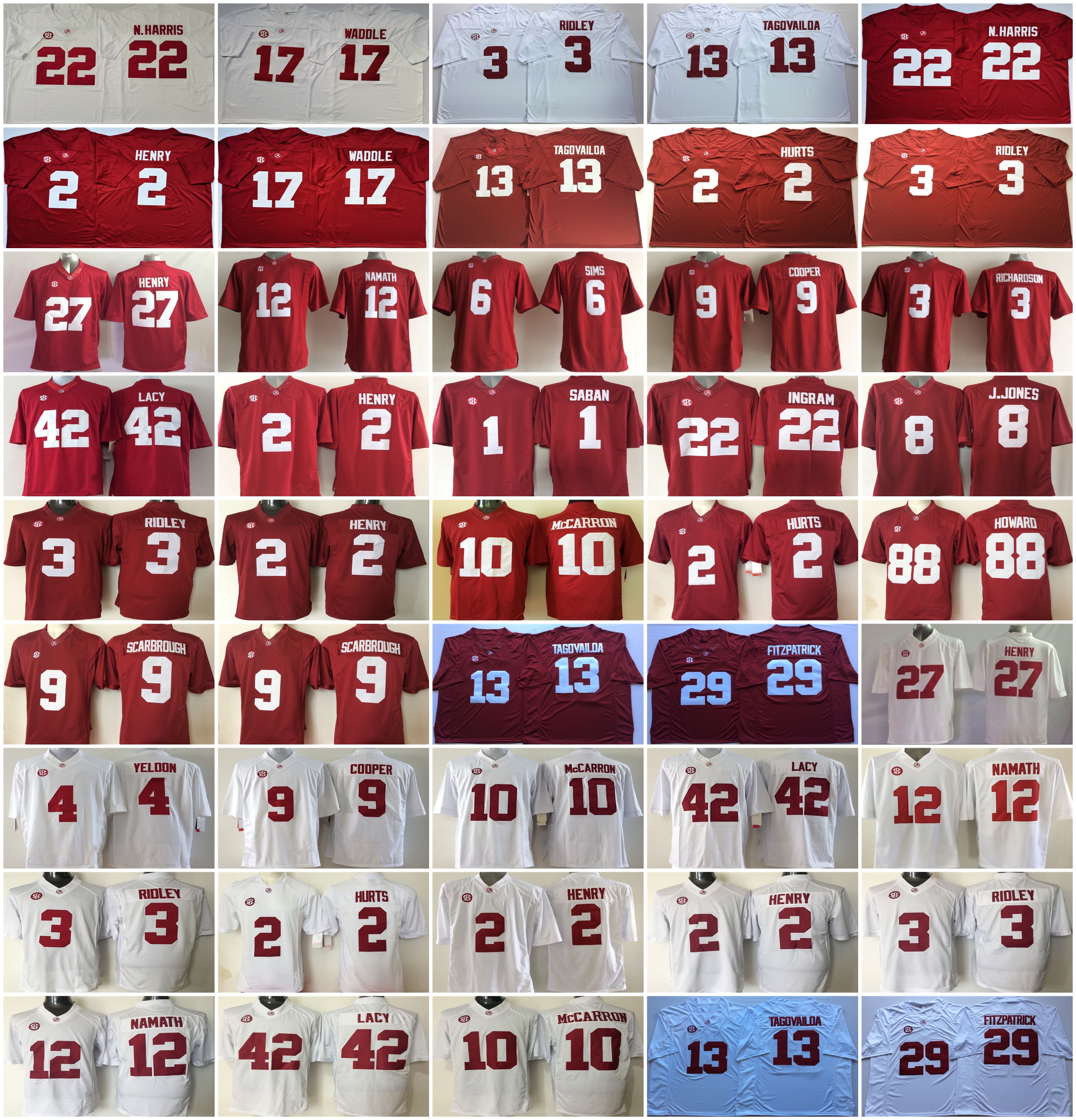 

2021 NCAA America Football Alabama Crimson Tide Jersey 22 Najee Harris Jaylen Waddle Derrick Henry Joe Namath Blake Sims Amari Cooper Trent Richardson T.J. Yeldon, As photo