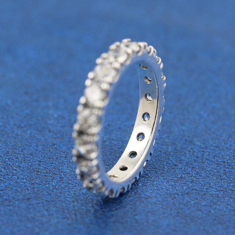 

Factory wholesale 925 Sterling Silver Sparkling Row Eternity Band Rings Fit Jewelry Engagement Wedding Lovers Fashion Ring For Women