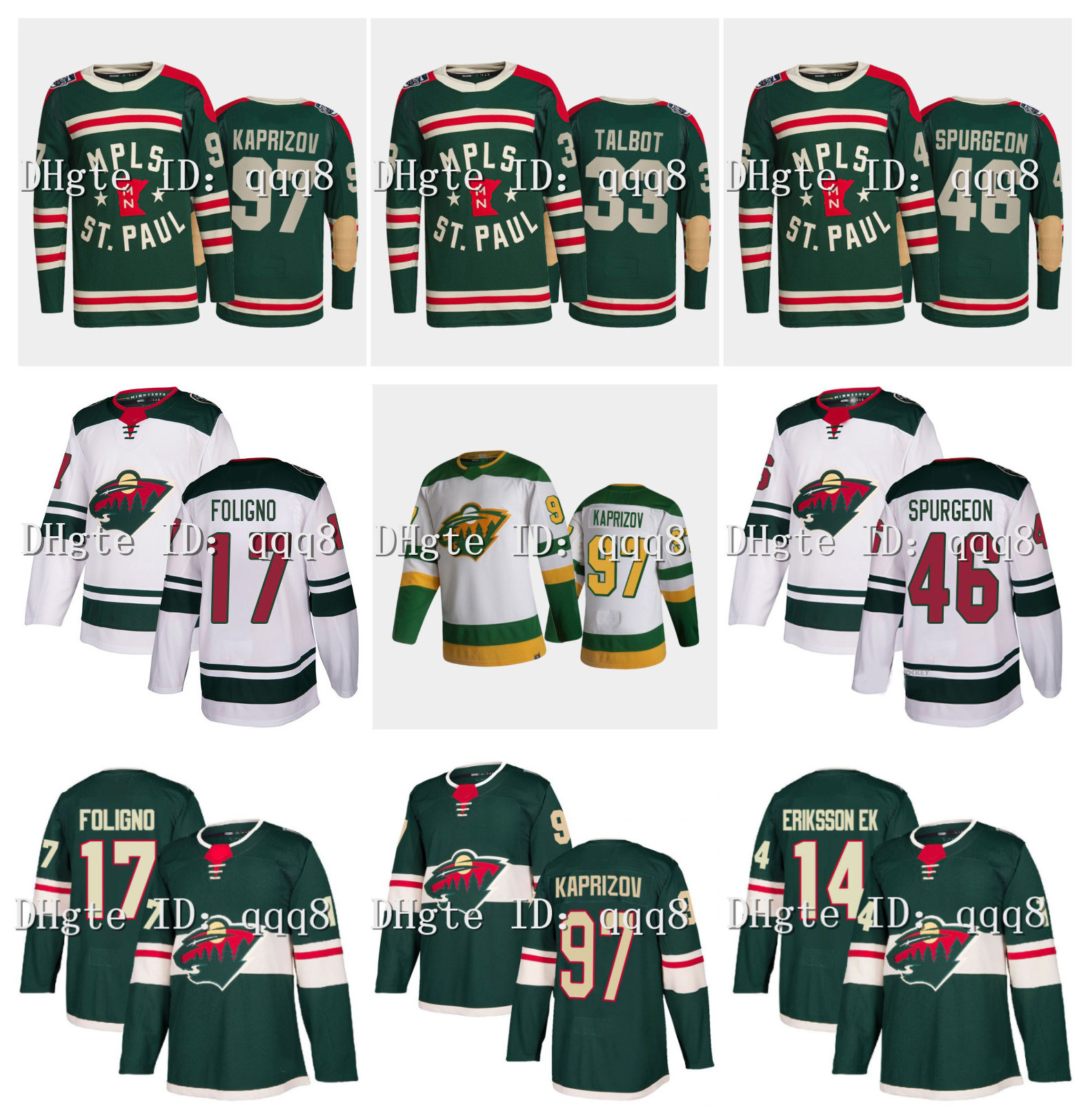 

97 Kirill Kaprizov Minnesota Wild Hockey Jersey 46 Jared Spurgeon 14 Joel Eriksson Ek 47 Alex Goligoski 17 Marcus Foligno 33 Cam Talbot 22 Kevin Fiala 24 Matt Dumba, Kids size s/m l/xl