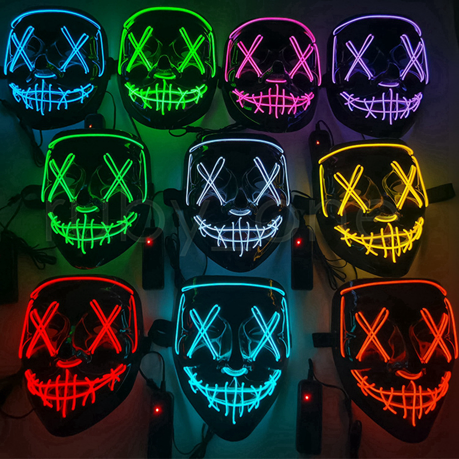 

Halloween Mask LED Light Up Funny Masks The Purge Election Year Great Festival Cosplay Costume Supplies Party Mask RRA4331