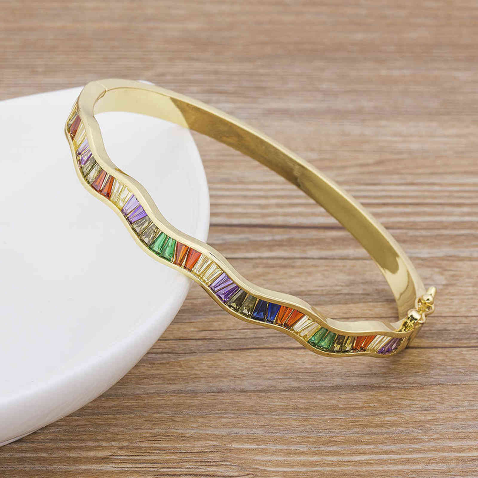 

Factory Price Luxury Crystal Beaded Bracelet Bangles for Women Fashion Jewelry Copper Cubic Zirconia Accessories Bangle Gift