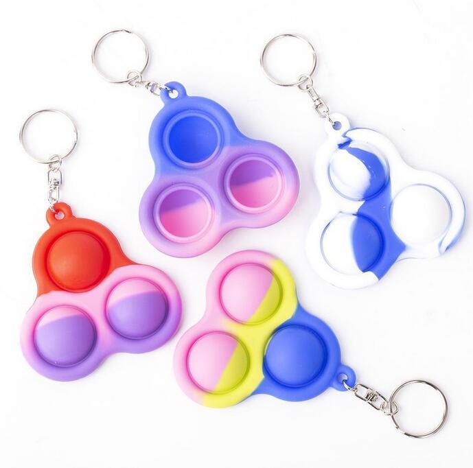 

Simple Dimple keychain fidget Party Favor Sensory pop toys push bubble triangle key ring bag pendants squeeze silicone pendant