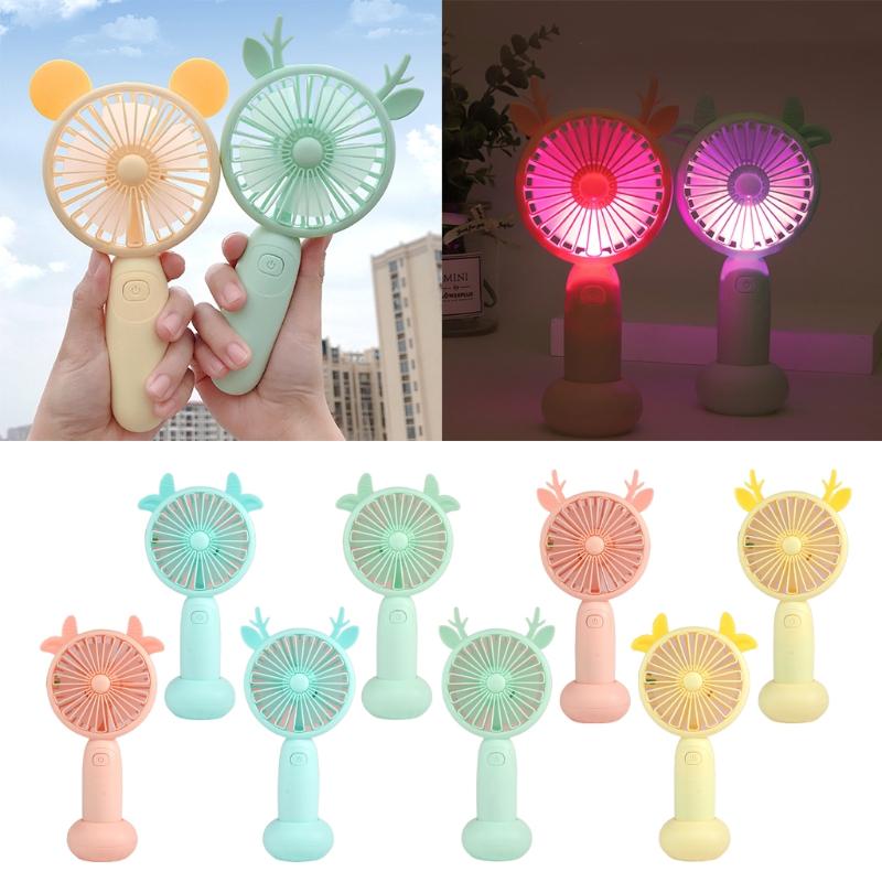 

Cute Round Shape Portable Fan Small Antlers Horn Decorative Mini Handheld Air Cooler USB Charging Personal Cooling Electric Fans