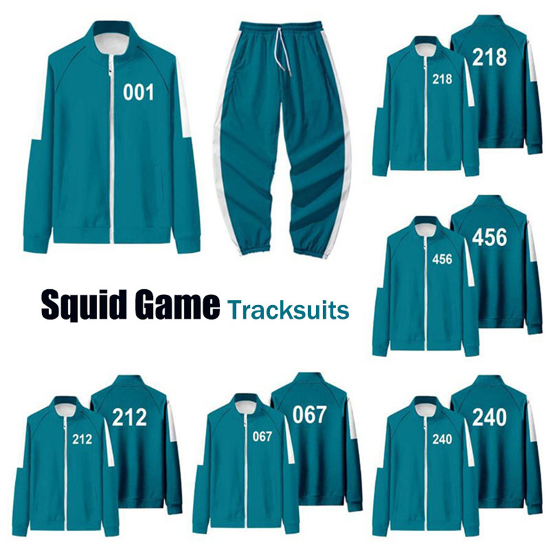 

Top Seller Gym Clothing Squid Game Men's Tracksuits Jackets Li Zhengjae Same Jacket 456/218/067/001 Autumn Casual Polyester Stand-up Collar Sweatshirt Suit H1011, #pants