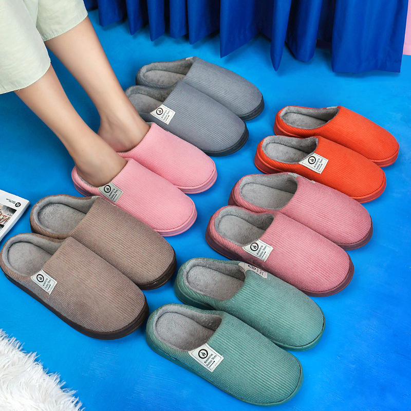 

luxury slippers women's cotton slippers stay at home with thick sol keep warm in winter, Black