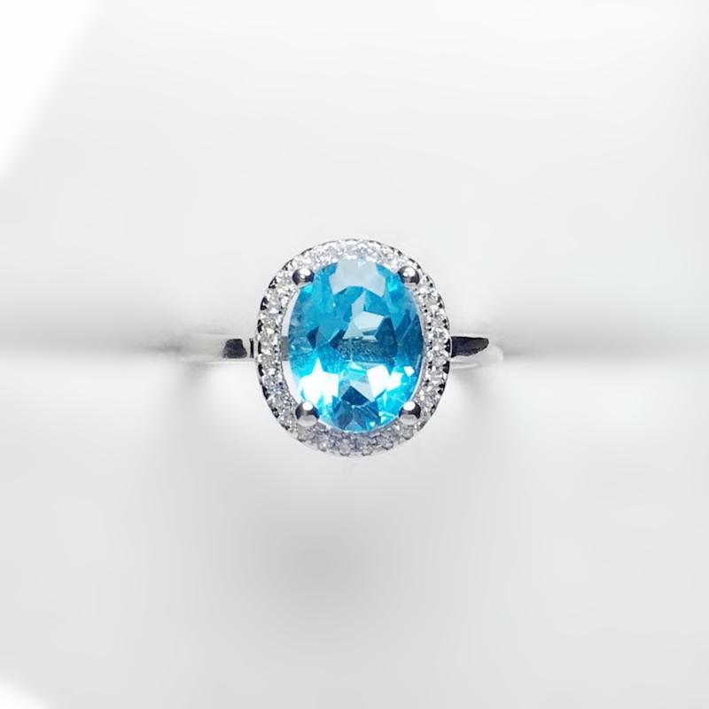 

Cluster Rings Natural Real Blue Topaz Oval Style Ring Per Jewelry 7*9mm 2.5ct Gemstone 925 Sterling Silver Fine T207283, Golden;silver
