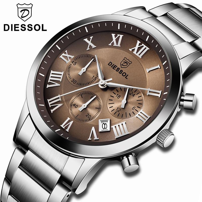 Wristwatches DIESSOL Mens Watches Top Quartz Watch Men Waterproof Full Steel Fashion Sports Business Relogio Masculino-image-705938521