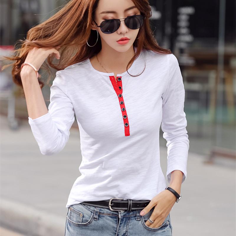 

Women's T-Shirt White T Shirts Female Long Sleeve Cotton Women Tops Tees Plus Size Shirt Spring 2022 Undershirt Ladies Tshirt Harajuku