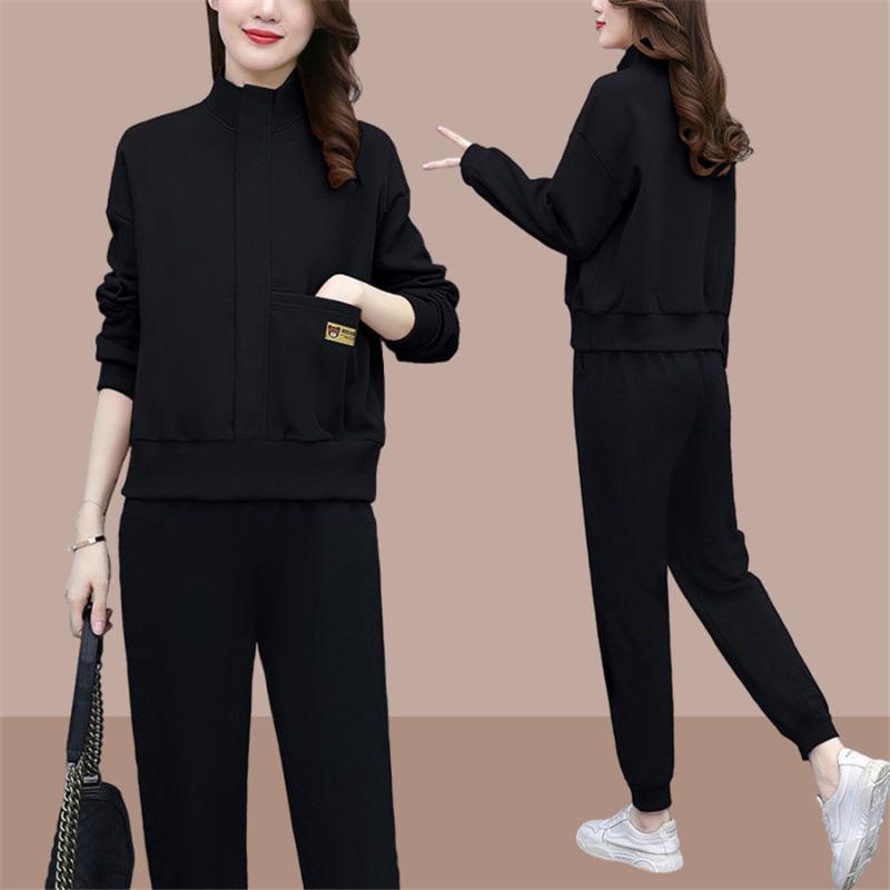 

Women's Tracksuits Korean Two Piece Set For Women Long Sleeve Sweatshirt Harem Pants Plus Size Suit Female 2022 Fashion Tracksuit, Gray