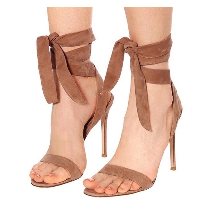 

sandals summer fashion khaki green women lace to stiletto sandals ankle heels sash high-heeled party wearing 8gf4, Black