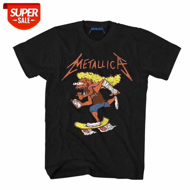 

streetwear men HETFIELD SKATES VINTAGE T-shirt skateboard cartoon retro Metallica #HW0t, Black 1