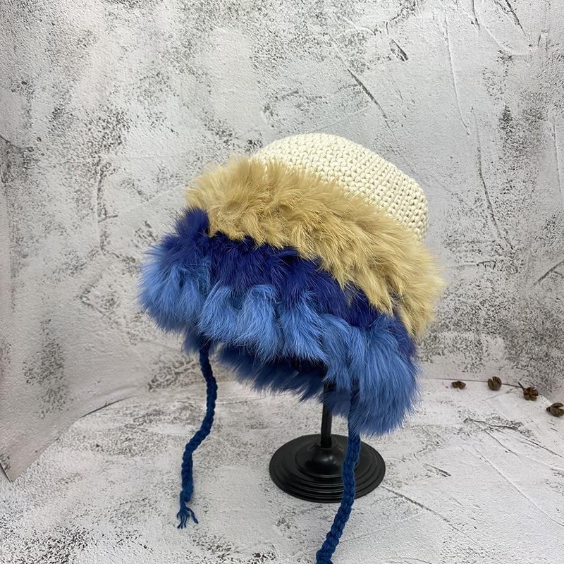 

Berets Women Knitting Hats Caps Autumn Winter Colorful Faux Fur Plush Warm Girls Outdoor Casual Women's Hat 2021