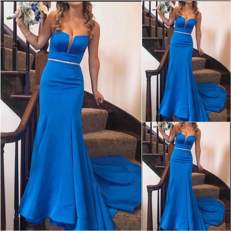 Bridesmaid Dress Mermaid Ball Gown Prom Party Illusion Spaghetti Scoop Sleeveless Floor-Length Evening Satin Dresses Custom-image-706936942