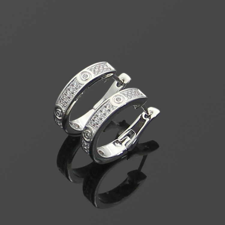 

New Fashion jewerly famous brand Stud Titanium steel thread Earrings 18K gold plated stainless Steel Classical Love gem Earrings