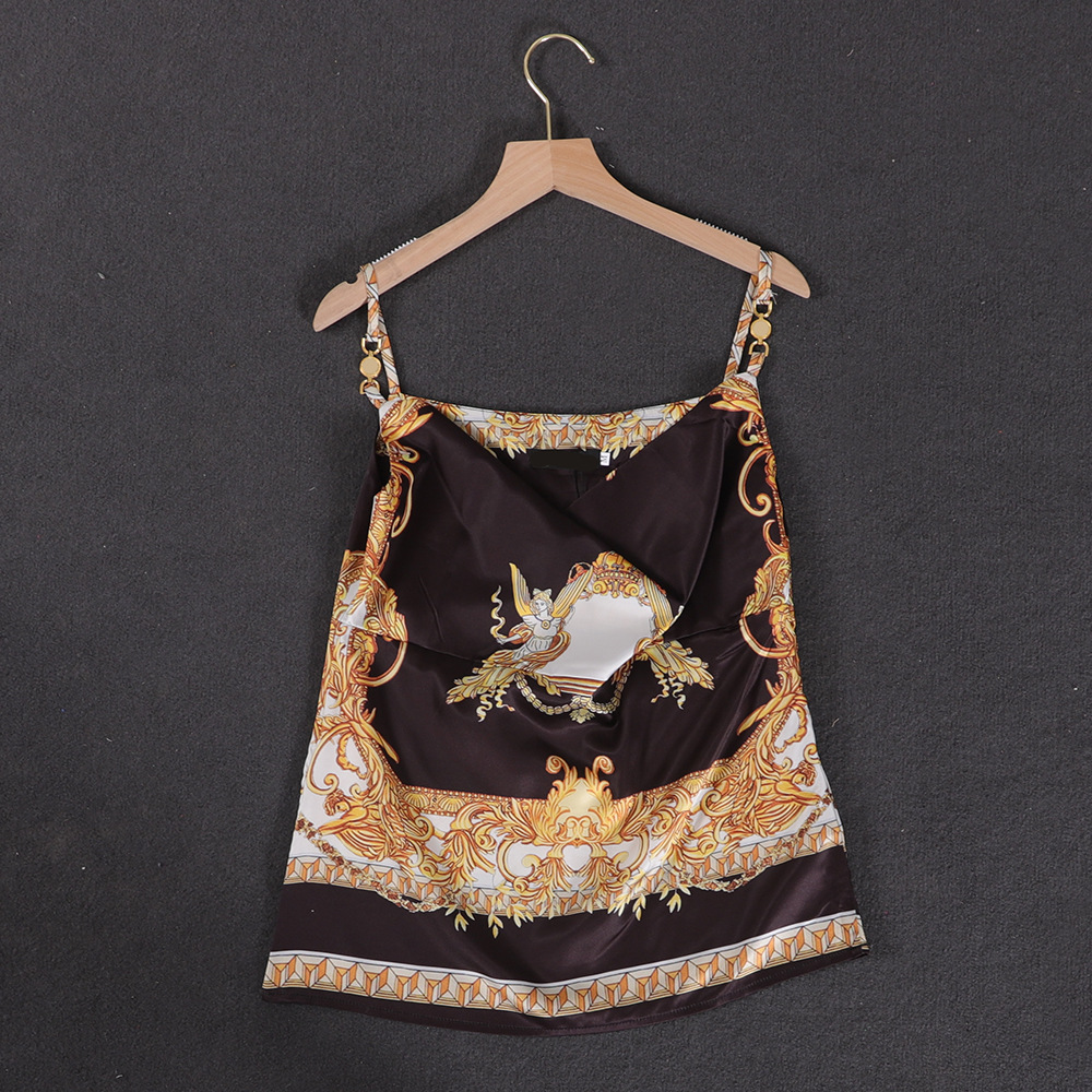 

European and American Baroque style print camisole, White