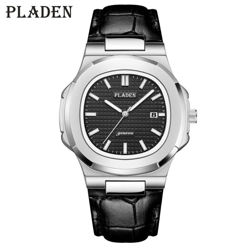 

Wristwatches PLADEN Men's Designer + Datejust Leather Men Daydate Watch Black Mens Watches Quartz Steel Top, Pl1028