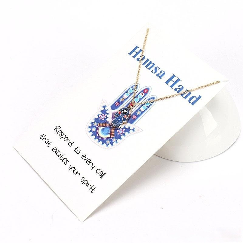 

Women Designer Necklace Silver Gold Plated Chain Classic Evil Eyes Hamsa Hand Charm Pendant Jewelry Gift