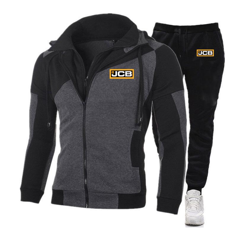

Men' Tracksuits 2021 Midnite Star Excavator Jcb Sportswear Sports Stitching Hooded Jacket + Pants Autumn And Winter Hoodie Suit, Beige