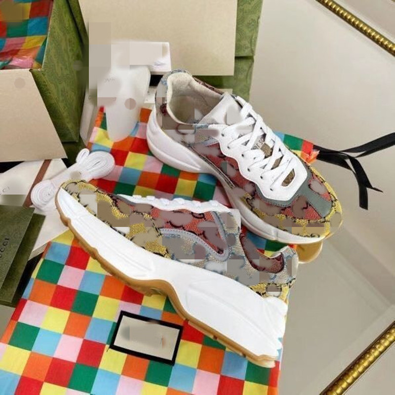 

2021 Designer shoes Rhyton Sneakers Beige Men Trainers Vintage Luxury Chaussures Ladies size 35-45 kjmjj0001, Red;white