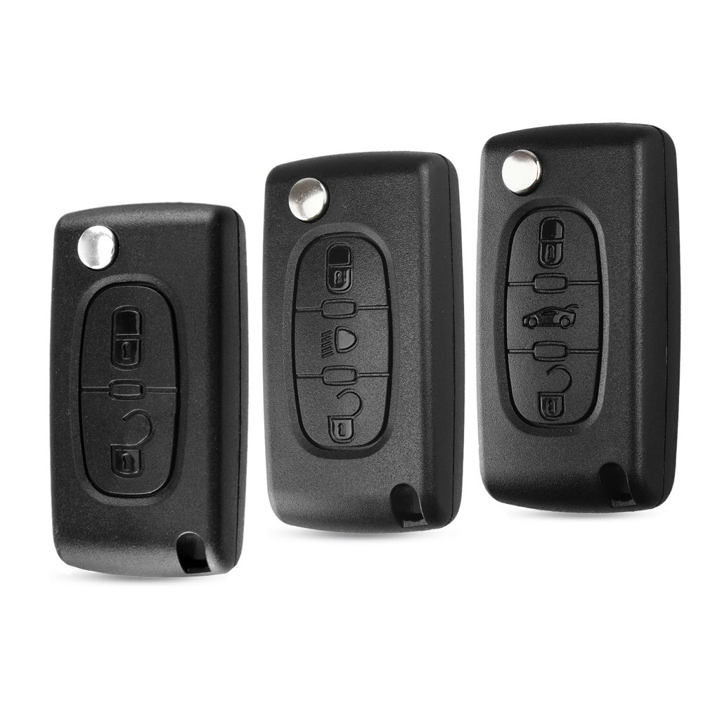 

Remote key Case for Peugeot 207 307 308 407 607 807 For Citroen C2 C3 C4 C5 C6 Flip Folding Car Key shell 2/3/4 Buttons, 3 buttons