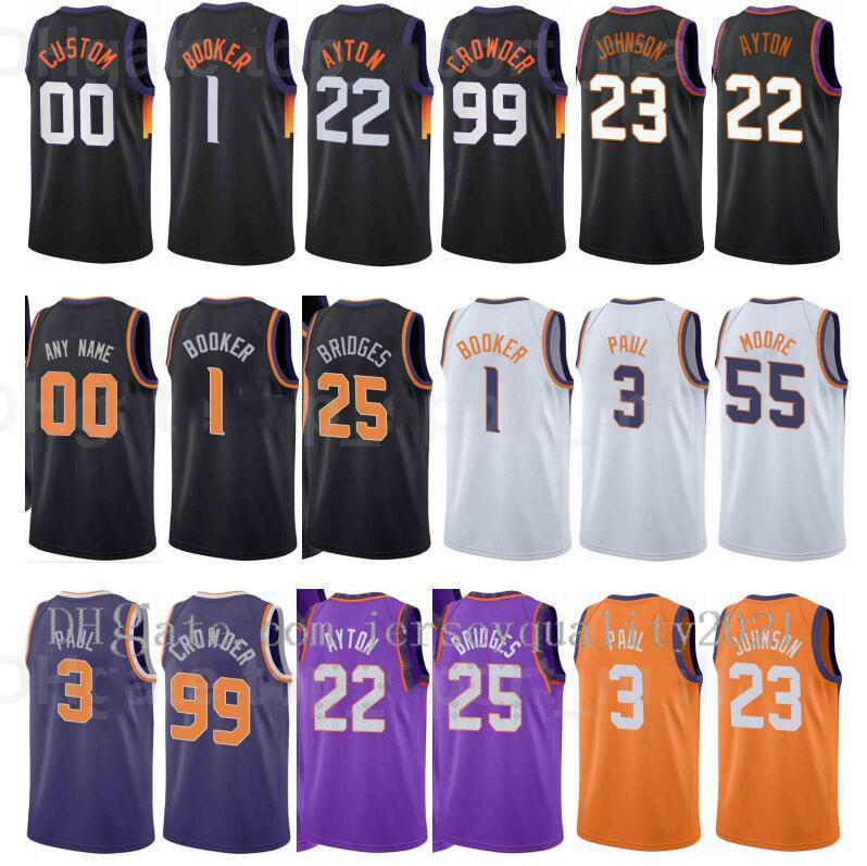 

Printed Basketball Jersey City Earned Edition DeAndre Ayton 22 Devin Booker 1 Mikal Bridges 25 Chris Paul 3 Cameron Johnson 23 Black Orange