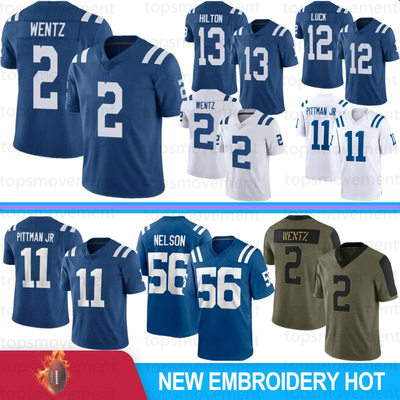 

2 Carson Wentz Men Football Jersey 11 Michael Pittman Jr.28 Jonathan Taylor 53 Darius Leonard Philip Rivers 13 T.Y. Hilton 7 Jacoby Brissett 12 Luck 18 Peyton Manning 2022, Men xiaoma