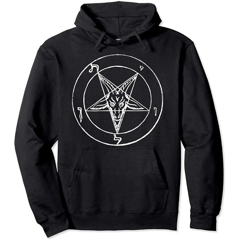 

Men's Hoodies & Sweatshirts Vintage Satanic Pentagram Hoodie (Sigil Of The Devil) Pullover, Black