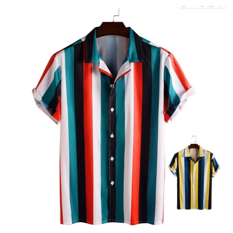 

2021 new men's stripe shirt for men, Red
