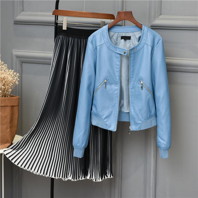 

Women' Leather & Faux YOCALOR 2021 Jacket Women O-neck Zipper Casual Jackets Female Short Biker Coat Plus Size -4XL Basic Outwear, Black