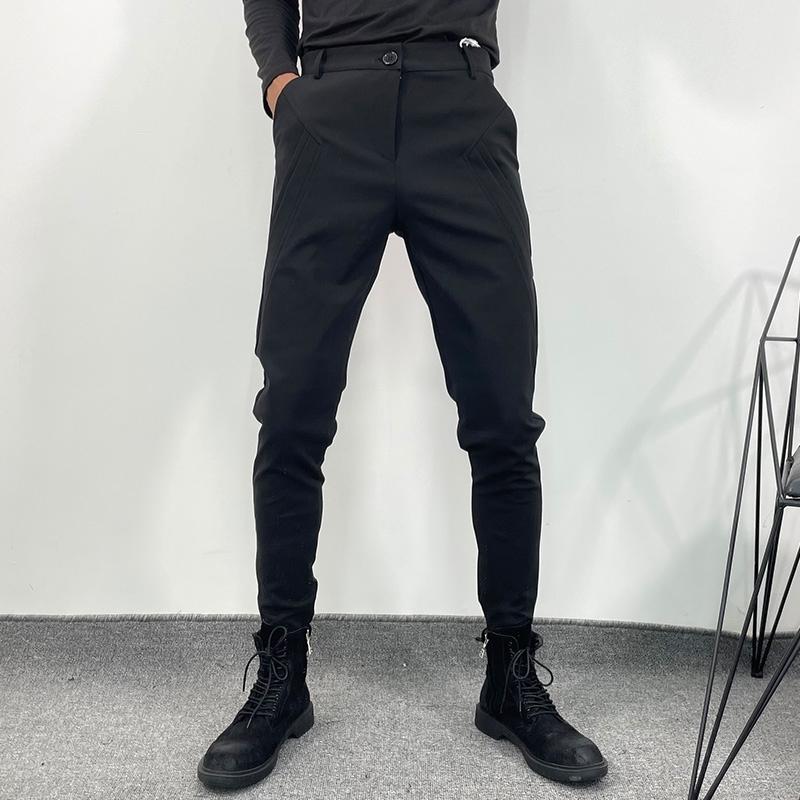 

Men's Pants Trendy Autumn And Winter Simple Slim Fit Work Dress Leggings Fashion Elastic Large Casual Tapered, Black