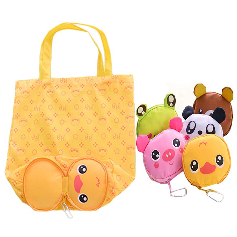 

Storage Bags Cartoon Animal Folding Shopping Bag Reusable Foldable Portable Supermarket For Groceries Tote Pouch Women's Handbag