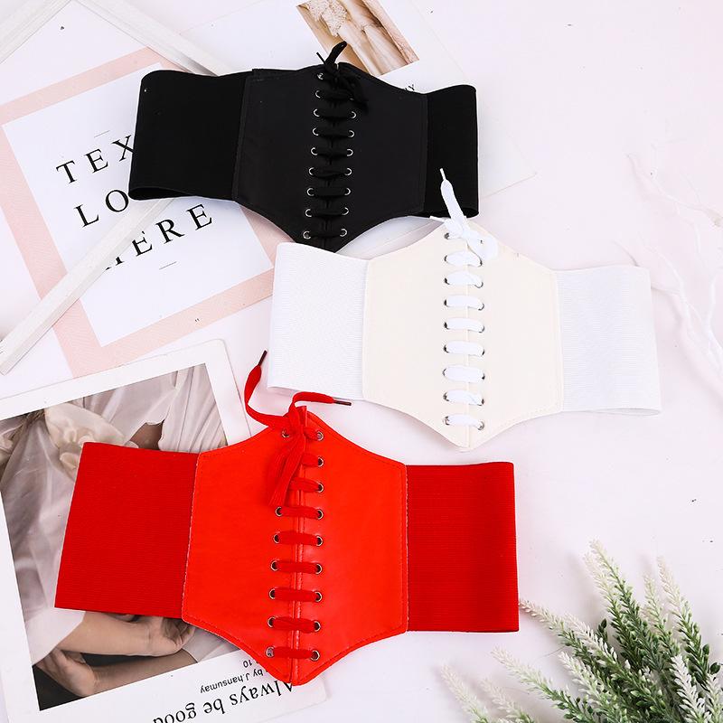 

Belts Ladies Waist Wide Belt Lace Underbust Women's Shape Corset Elastic Dress Accessories, Black;brown