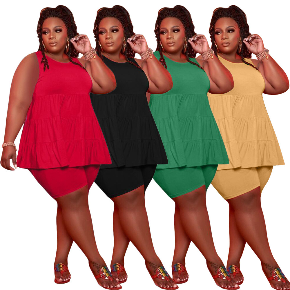 

Women Designers Clothes 2021 tracksuits sport suits sports fashion large sleeveless solid color leisure suit XL-5XL, Mix colours or leave a message